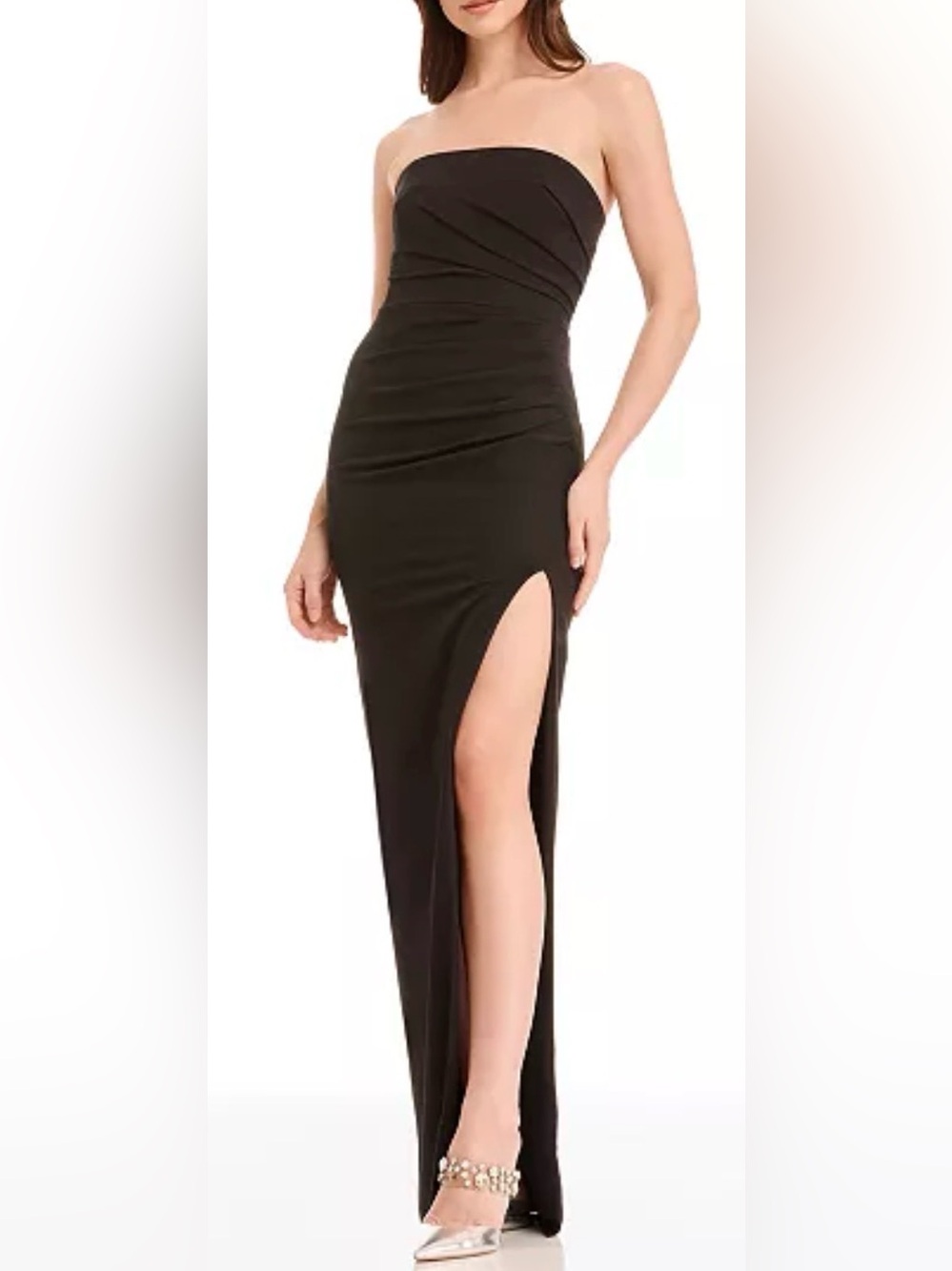 NEW Dress The Population Jasmine Strapless Black Sheath Maxi Dress sz L